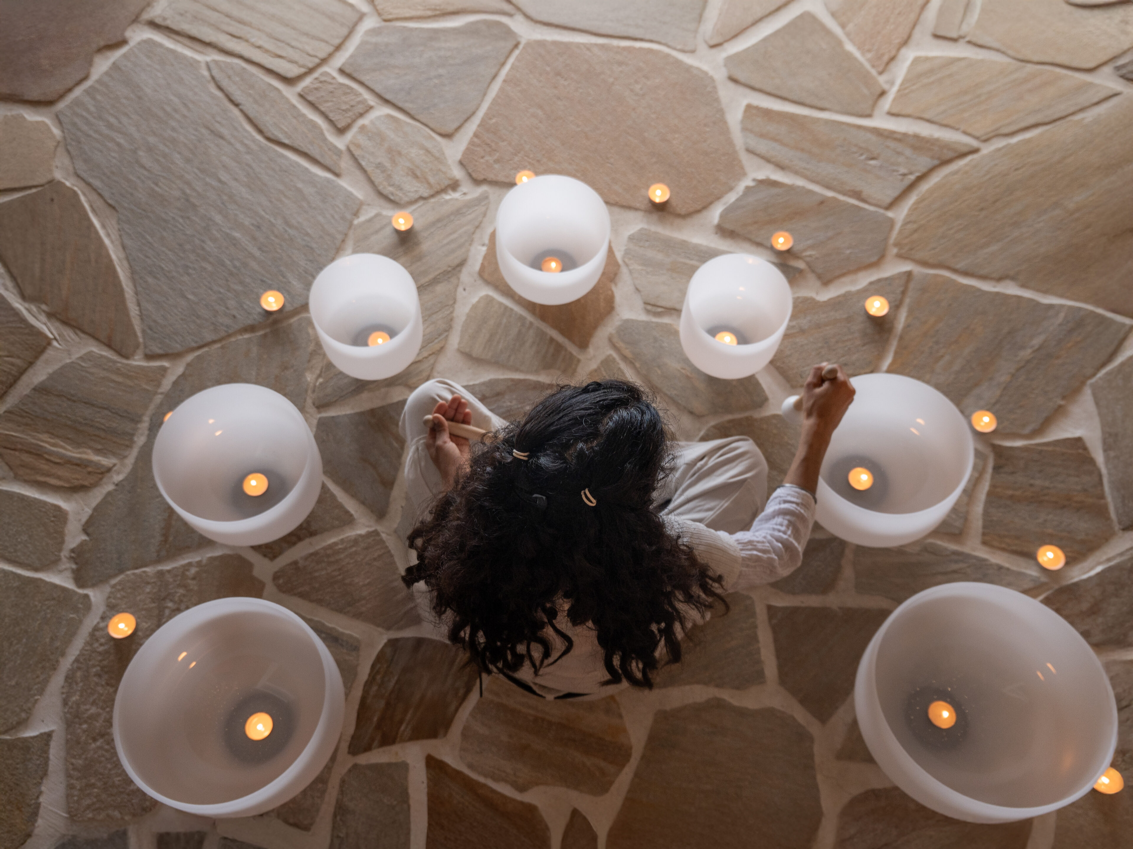 Relaxing sound bath session