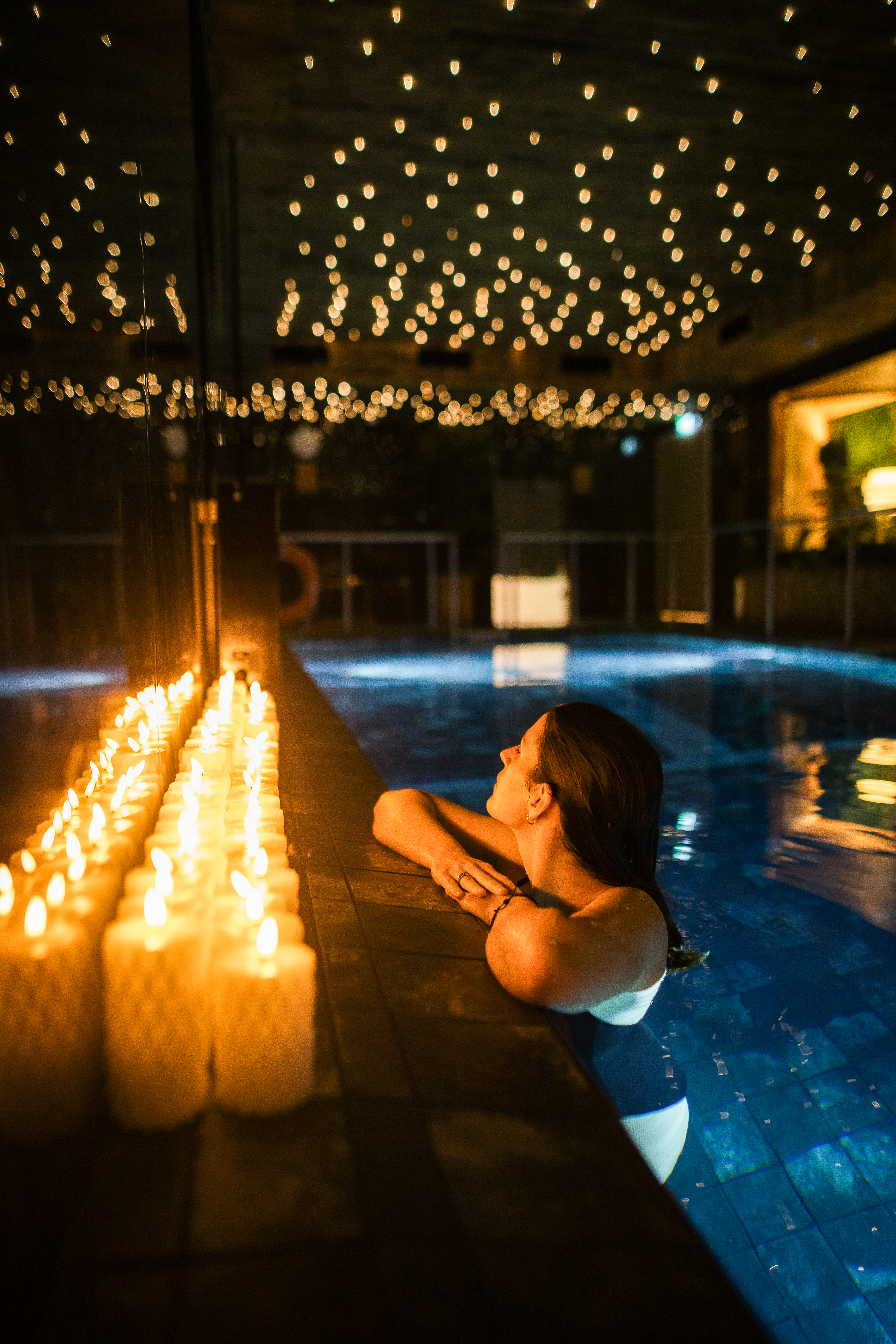 Athmospheric indoor pool at the Aito Igloo and Spa Resort
