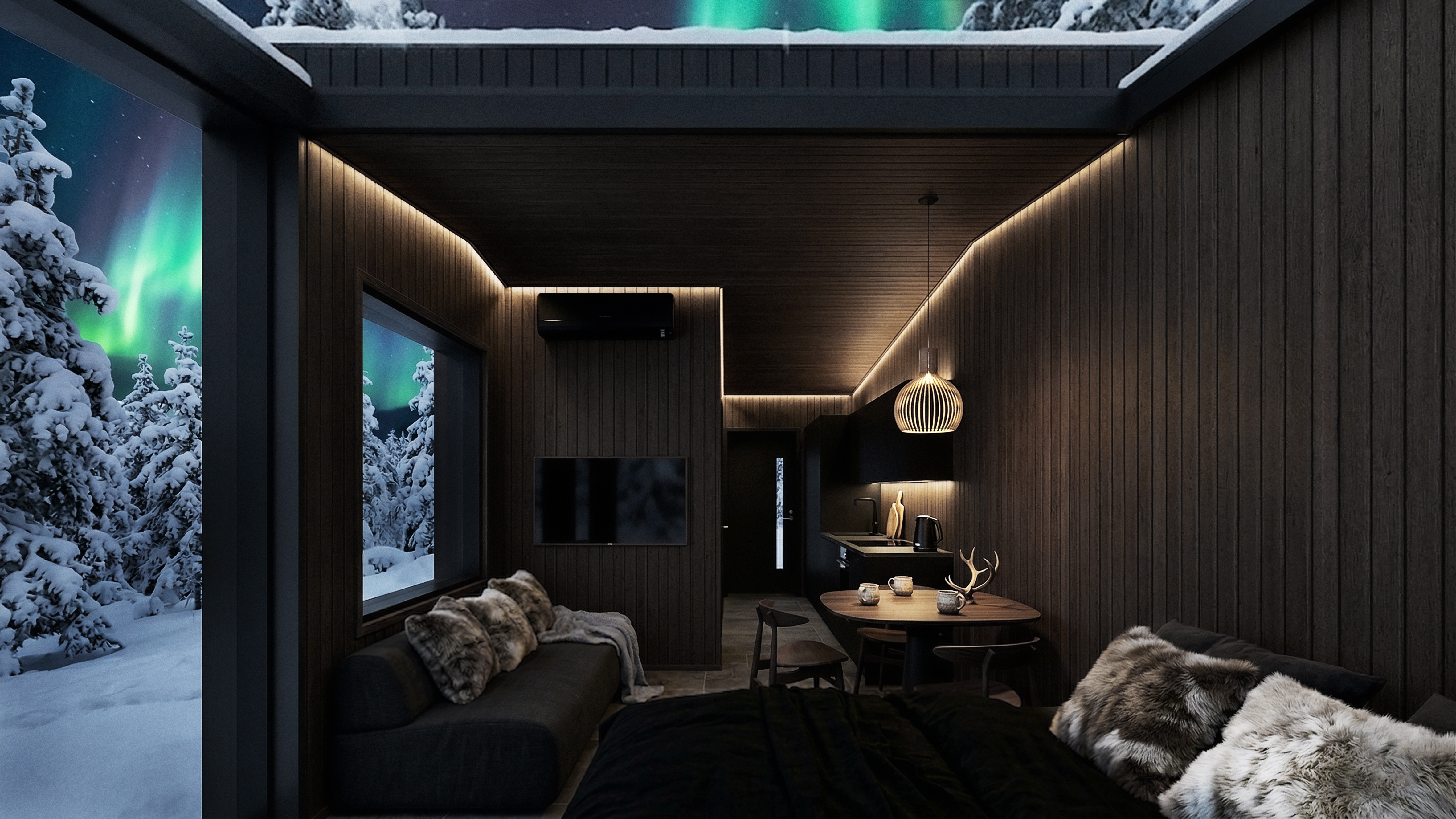 Aava Glass Igloos with a hillside view feature a private sauna
