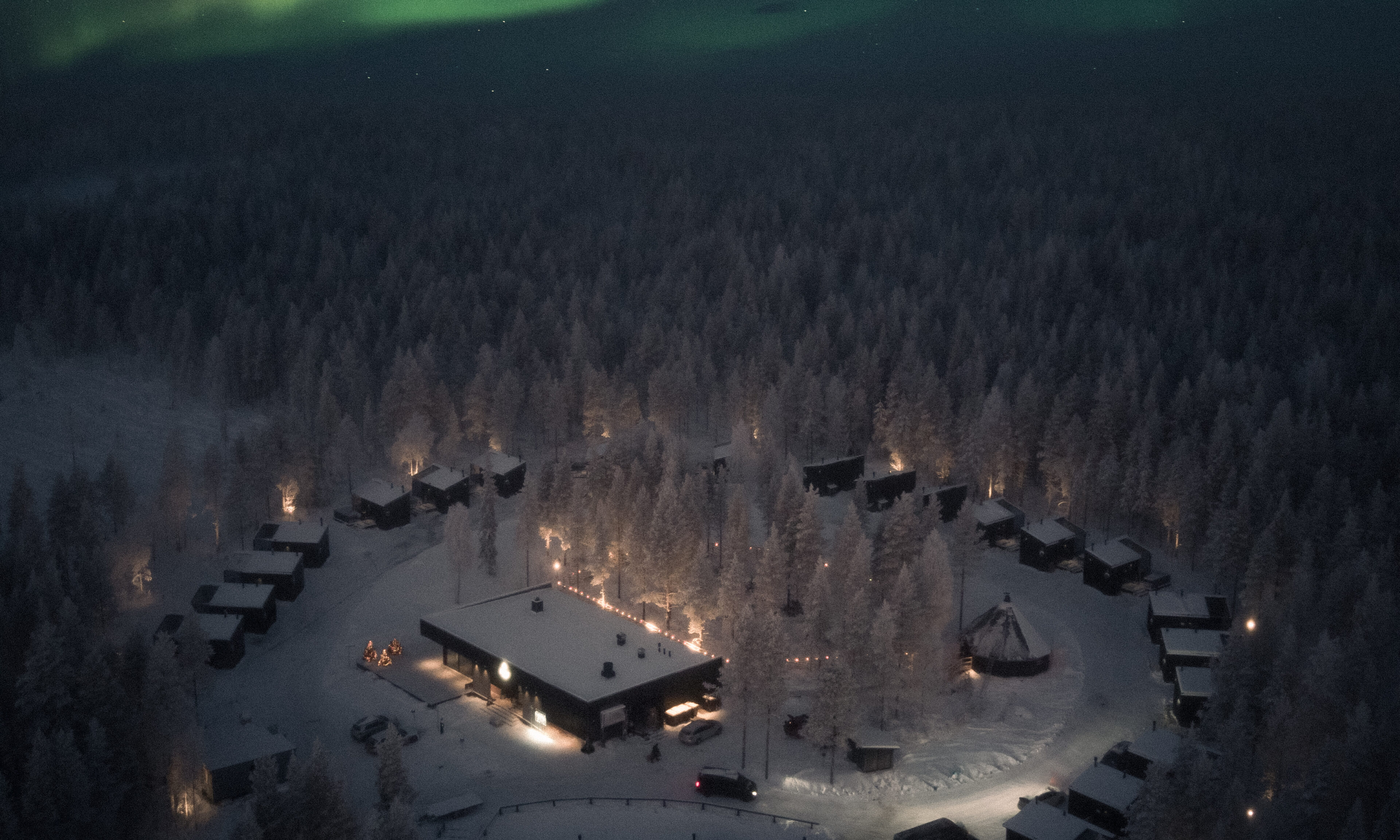 Halo Igloos under the northern lights