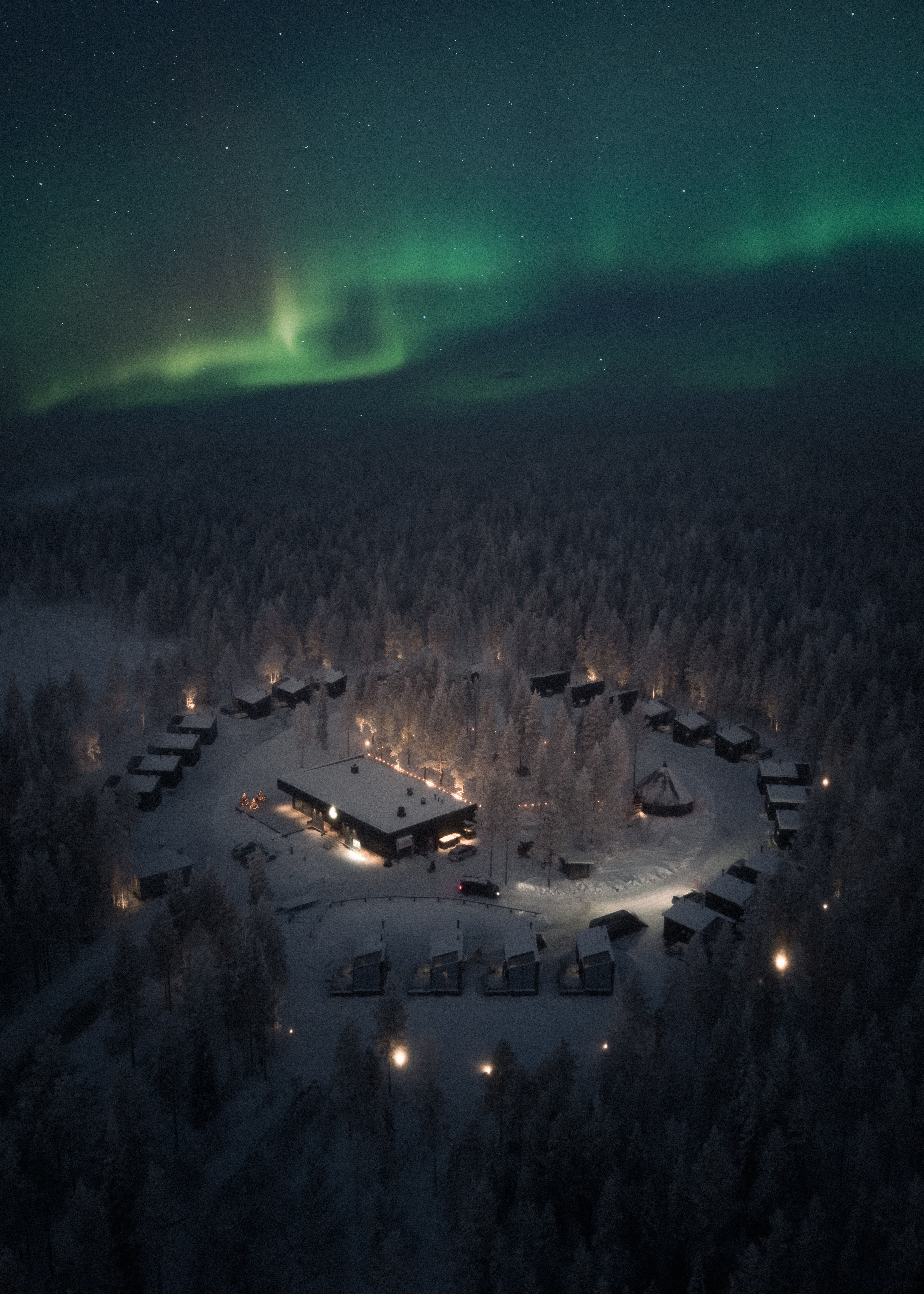 Halo Igloos under the northern lights